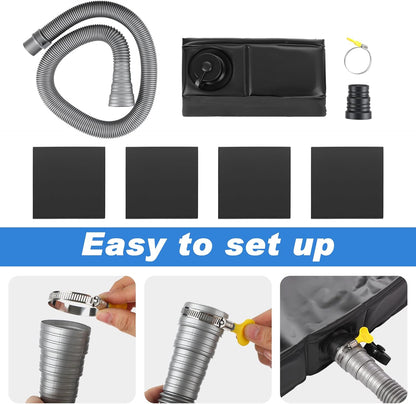 31 x 31 x 3 Inch Foldable Washing Machine Pan Washer Drain Pan with Drain Hole and 4 Pcs Mat, Non Slip Leak Proof Anti Vibration Waterproof Drip Tray for Washer Dryer Floor Protection