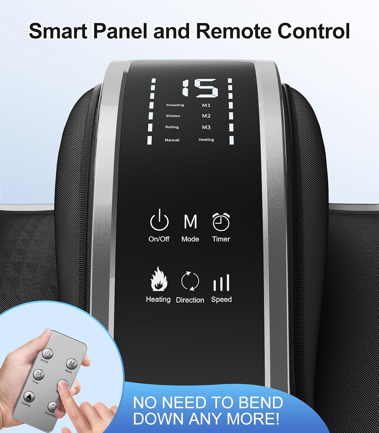 Shiatsu Foot Massager with Heat, Deep Kneading Foot Massager for Plantar Fasciitis, Neuropathy, Circulation and Pain Relief, Foot and Calf Massage at Home/Office