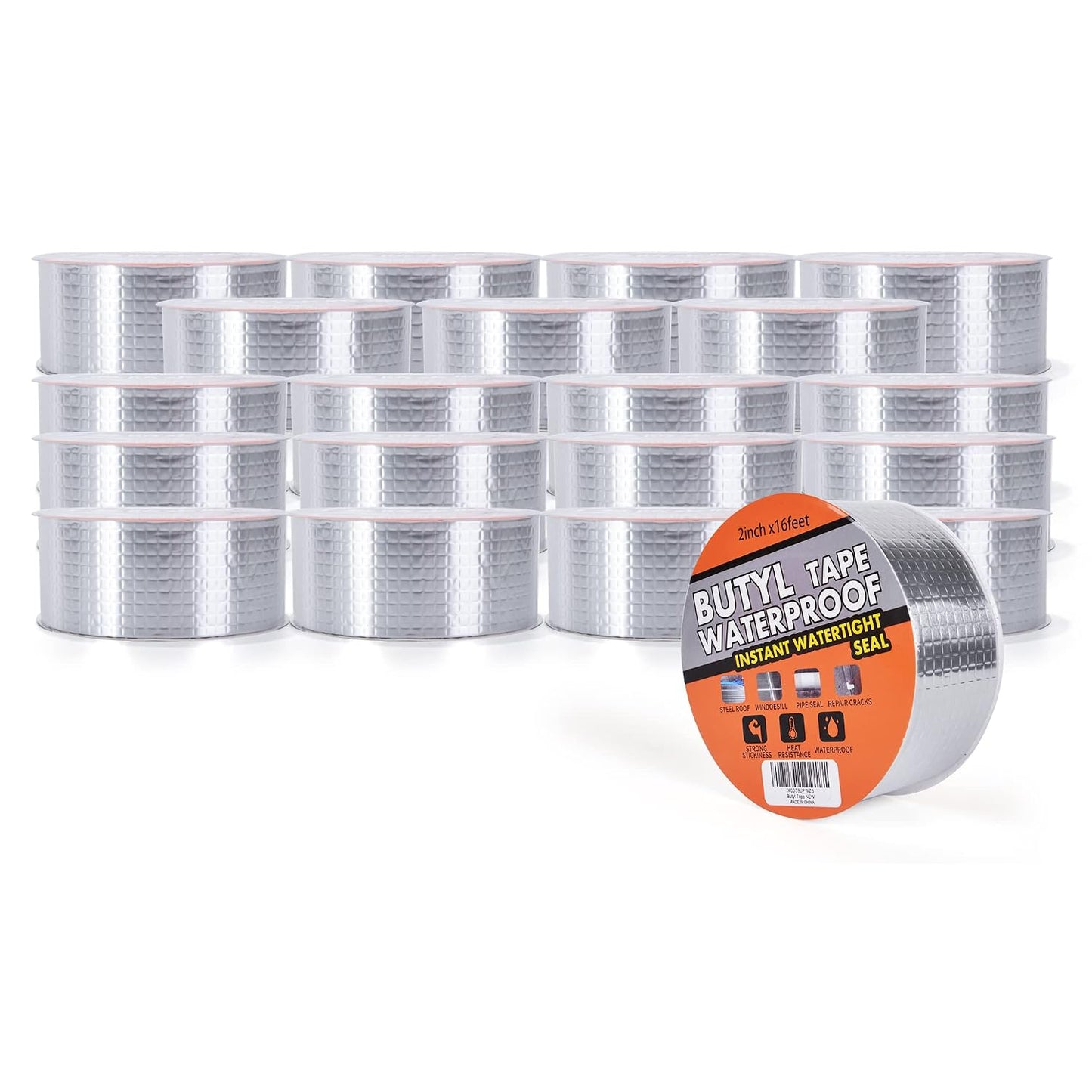 TAPEBEAR Butyl Tape Aluminum Waterproof Sealing Tape 2" x 16Feet | Sealant Tape for RV Repair, Window, Silicone, Glass & EDPM Roof Leak Patching, Boat and Pipe Sealing, Silver