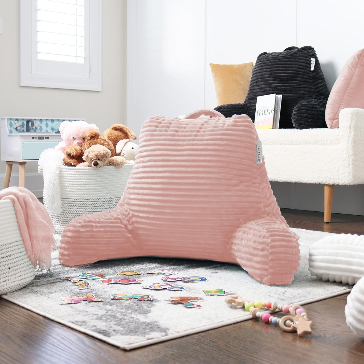 Clara Clark Reading Pillow for Bed Adult – Back Pillow for Sitting in Bed, Standard Bed Pillows for Sitting Up, Foam Chair Pillow, Sage Green Rest Pillow