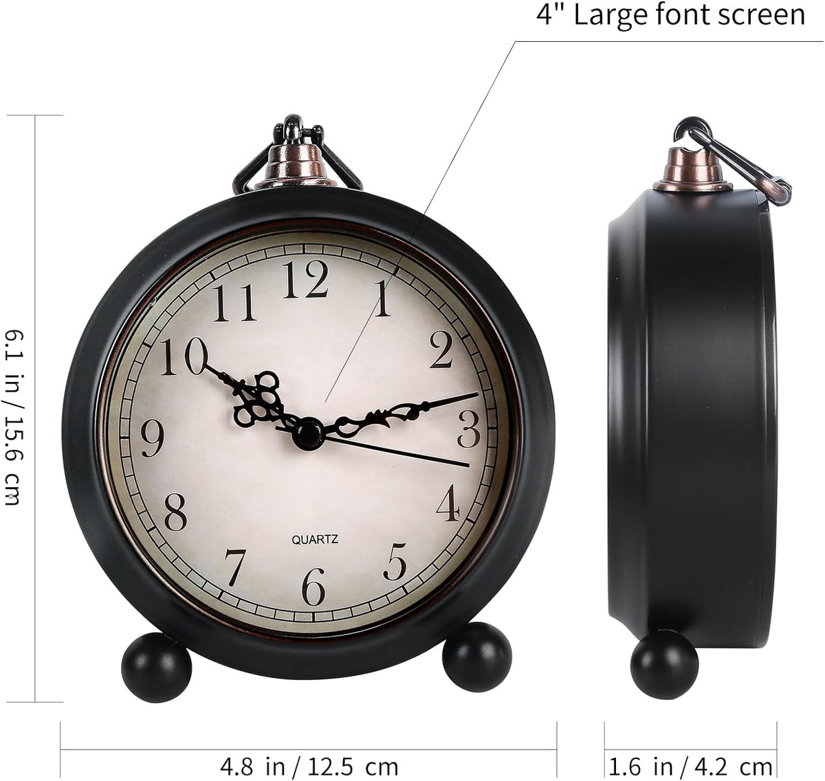 pxy Loud Alarm Clock for Heavy Sleepers 3D Dial Battery Operated (Battery Include), 4" Super Silent Analog Alarm Clock for Kids with Night Light PT260 Silver OrangePT505 Green White