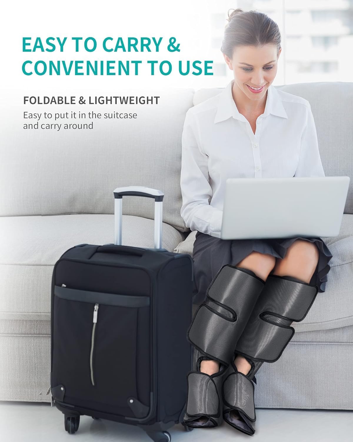 Nekteck Leg Compression Massager for Circulation and Relaxation | FSA Eligible HSA Foot and Calf Massage, 2 Modes, 3 Intensities, 20 Mins Auto-Off, Hand-held Controller, Adjustable Leg Wraps