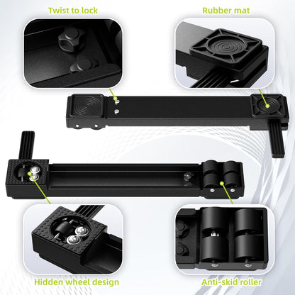 Appliance Rollers Heavy Duty,Newest 360° Movement Appliance Sliders,20-32in Extendable,Liftable Anti Slip Washing Machine Base,Easily Move Washer and Dryer Machines,Refrigerators,Furniture-Black