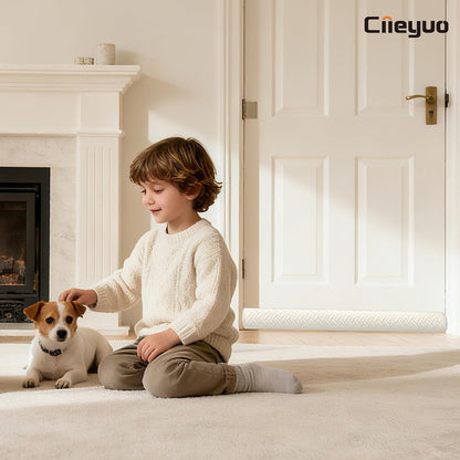 Ciieyuo Under Door Draft Stopper, Door Stoppers for Bottom of Door, 30"-36" | Velvet under door gap filler, white beige, blocker cold air, light, smoke and noise, easy slide-on install
