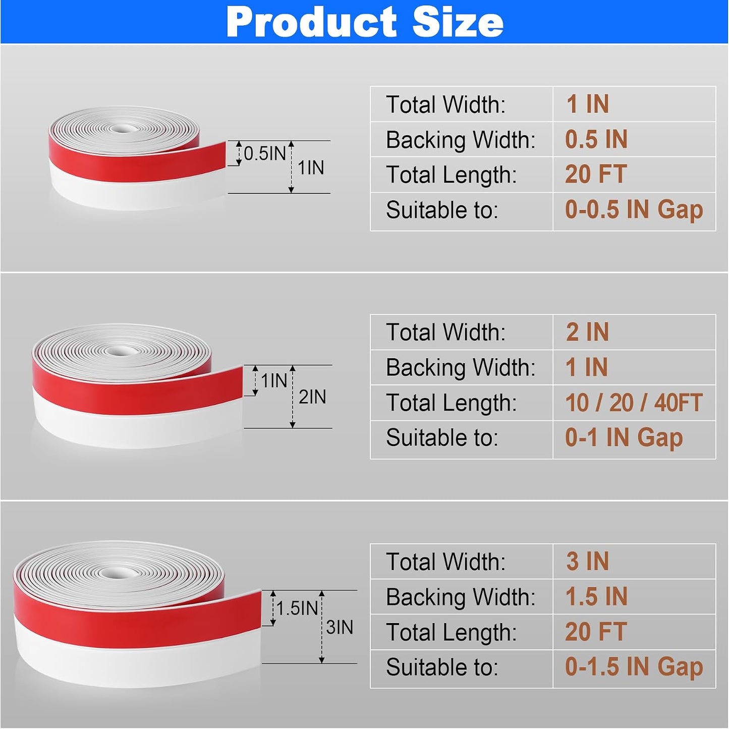 ToLanbbt Weather Stripping Silicone Door Seal Strip 2 in x 10 ft Door Draft Stopper Self Adhesive Tape, Side & Bottom Gaps Insulation Seal for Glass Shower Sliding Window, Black