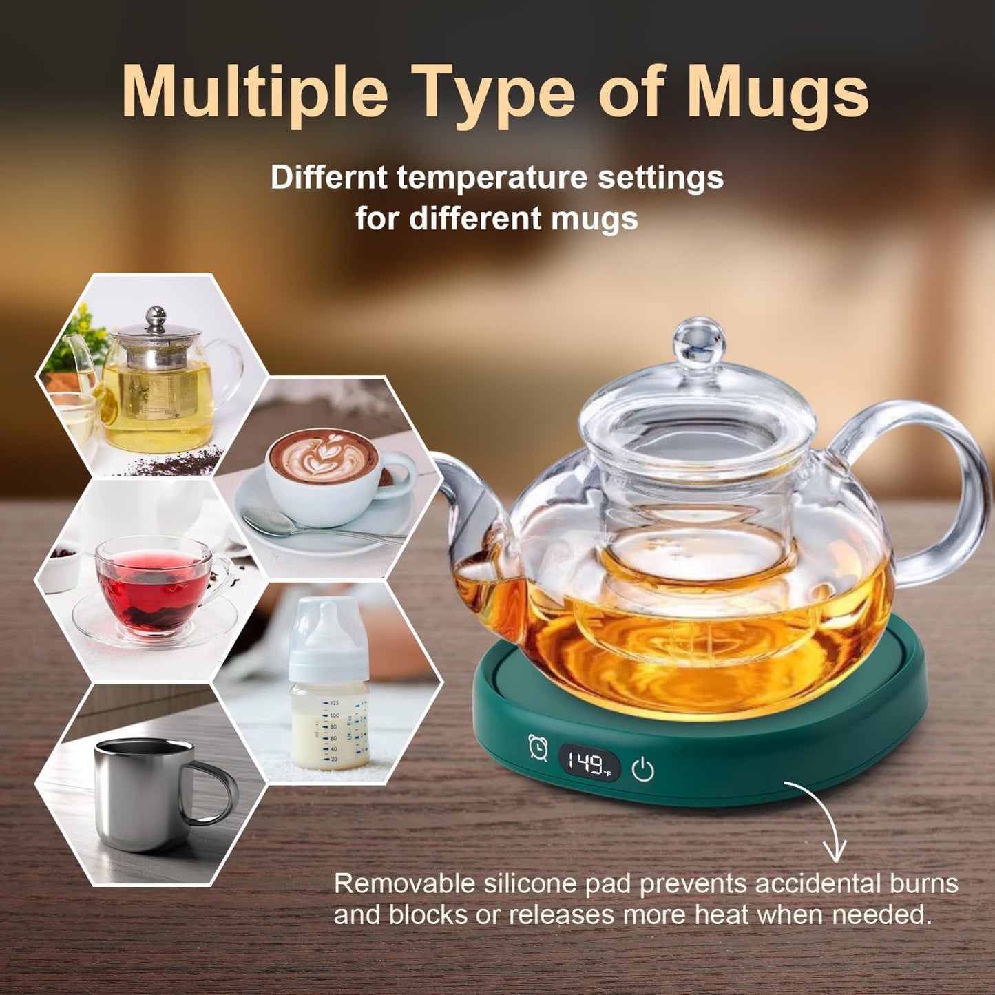 Cat Mug Coffee Mug Warmer Set for Desk Electric Heated Tea Cup Candle Plate | Cute Cat Cup Warmer Set, Self Heating Tea Warmer for Office Home, 8Hrs Auto Shut Off 4 Temperature Setting, Christmas Gift