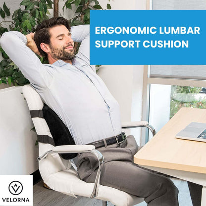 2-in-1 Memory Foam Seat Cushion & Lumbar Support Set | Ergonomic Office Chair Cushion for Tailbone, Sciatica & Help Back Pain Relief | Non-Slip Coccyx Pad, Washable Cover, Adjustable Strap