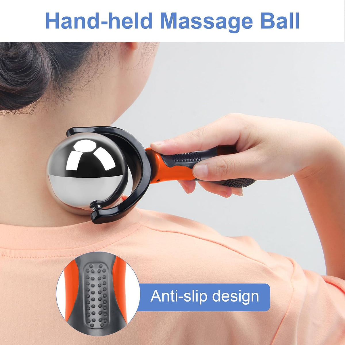 Cold Massage Roller Ball with Handle-Back Muscle Metal Ice Roller Ball Tool