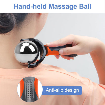 Cold Massage Roller Ball with Handle-Back Muscle Metal Ice Roller Ball Tool