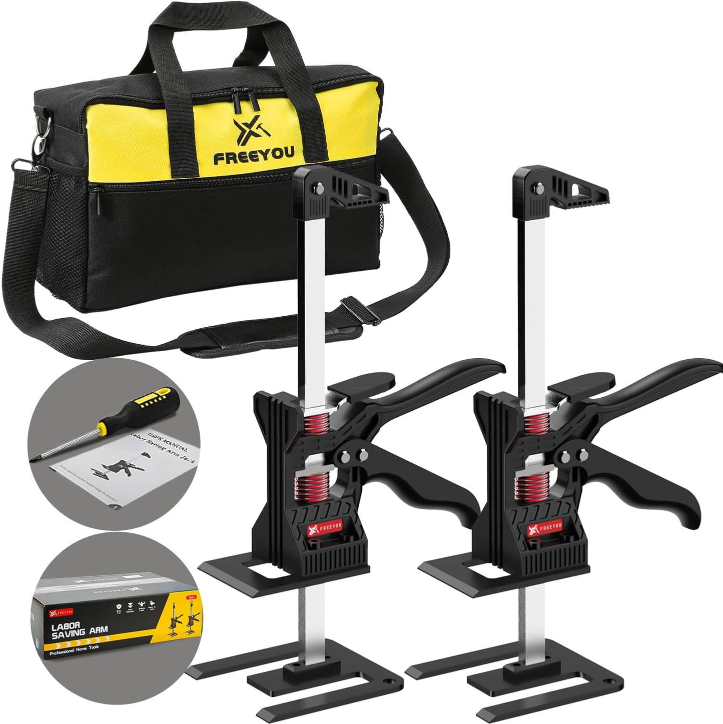 Labor Saving Arm Jack 2Pcs with Portable Tool Bag,Height Lifting Device | Lifting Tool for Doors,Windows,Cabinets,Furniture,Wall Tiles Positioning etc,Max Load 440lb,Max Lift Height 7inch
