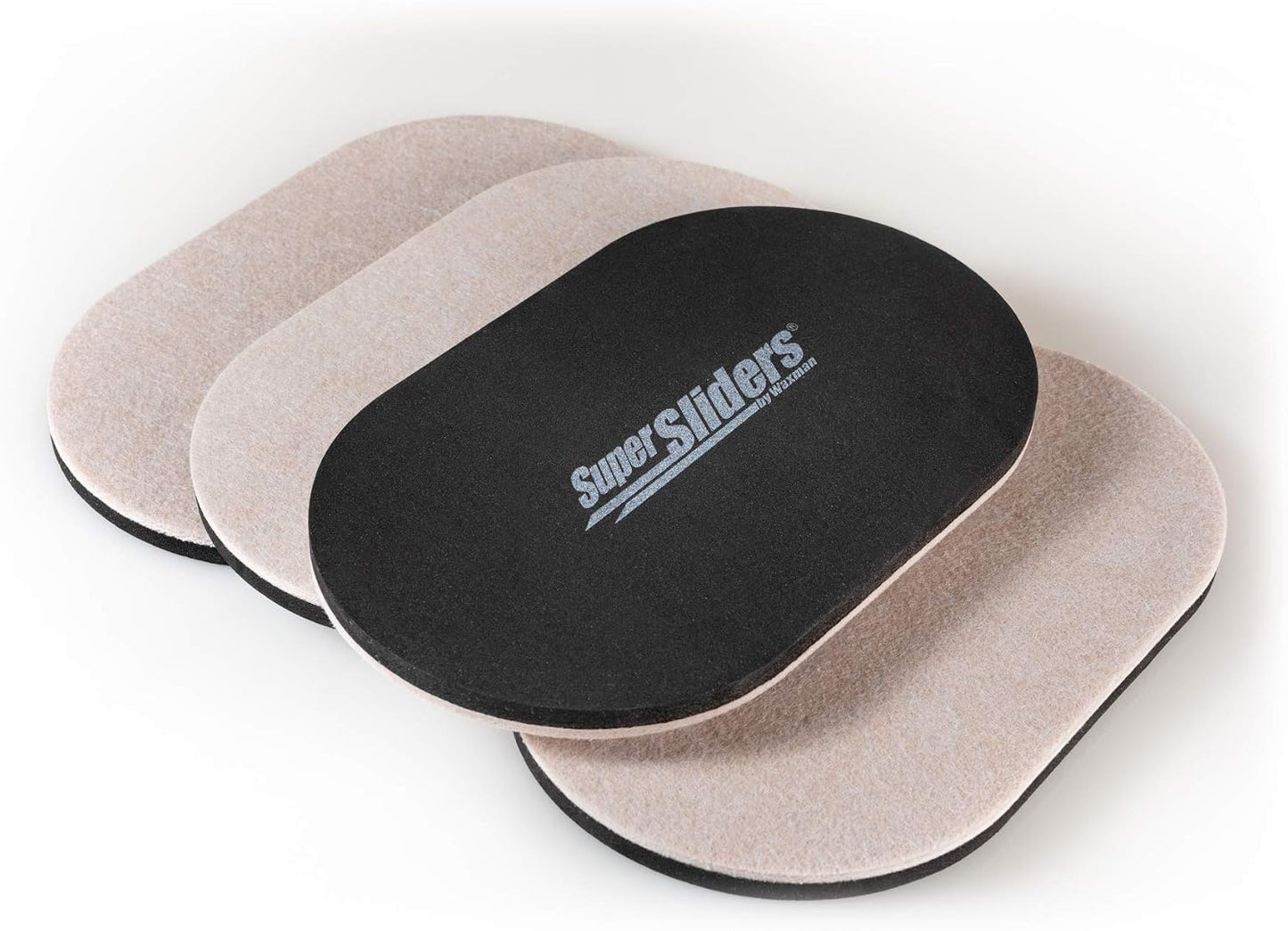 Super Sliders 5-3/4" x 9-1/2" XL Oval Reusable Furniture Sliders for Carpet, Anti-Slip Protective Furniture Moving Pads for Beds, Sofas, Dressers, Set of 4, Brown