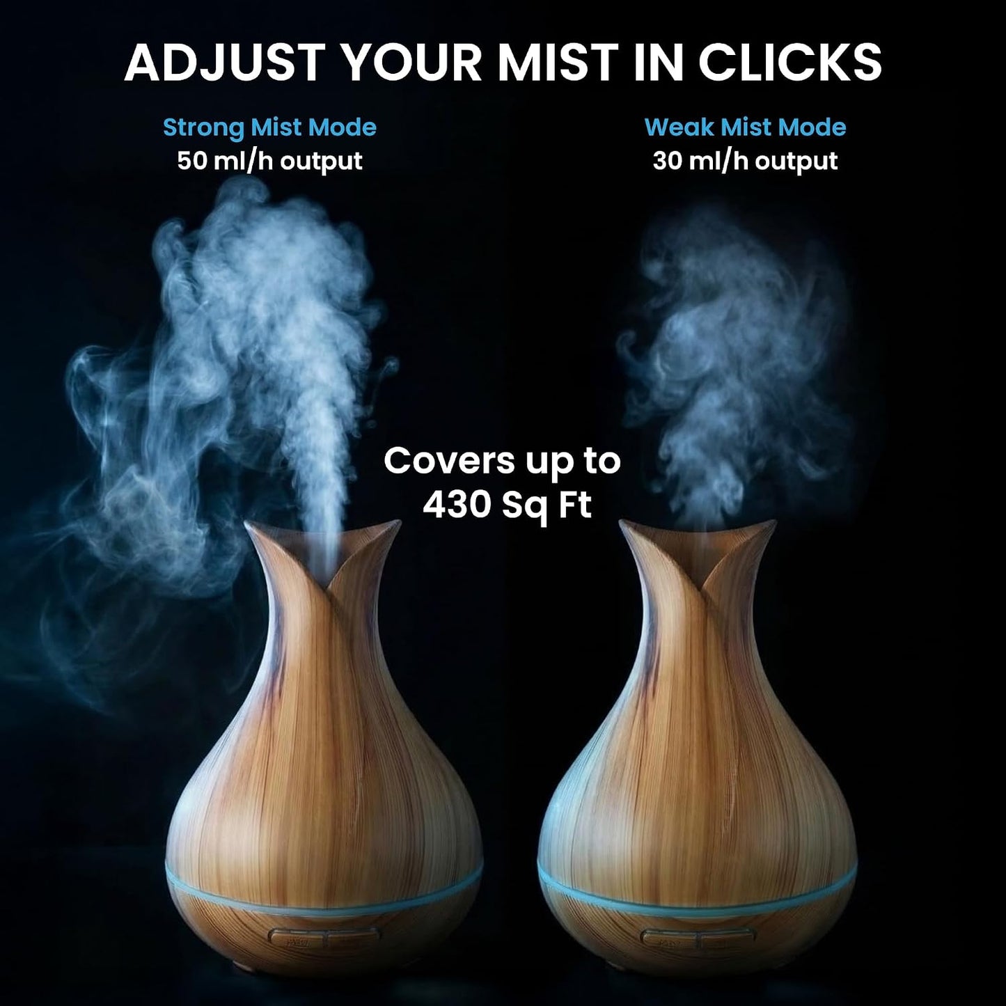 Sierra Modern Home Smart WiFi Humidifier - Aromatherapy Essential Oil Diffusers with App Control & Voice Control - Works with Alexa & Google Home - 400ml Ultrasonic Diffuser & Humidifier - Dark Brown