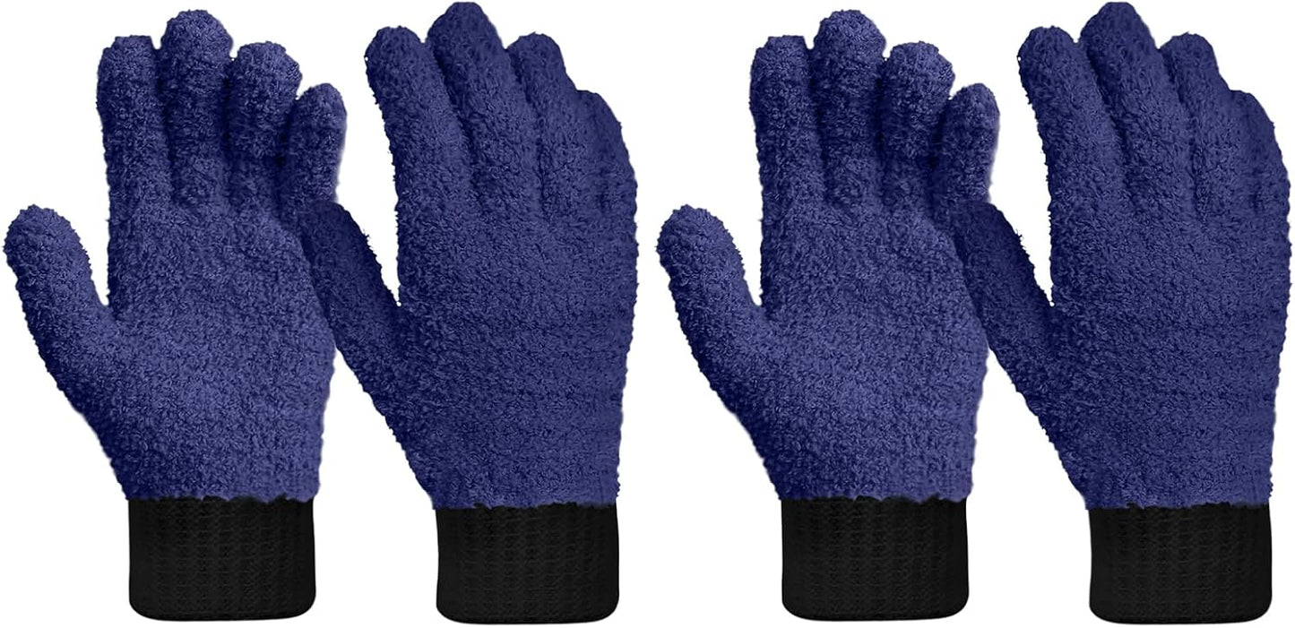 MIG4U Microfiber Dusting Gloves House Cleaning Glove for Blinds, Windows, Shutters, Furniture, and Car, Reusable Lint-Free Blue 1 Pair S/M