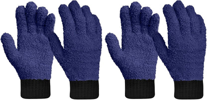 MIG4U Microfiber Dusting Gloves House Cleaning Glove for Blinds, Windows, Shutters, Furniture, and Car, Reusable Lint-Free Blue 1 Pair S/M