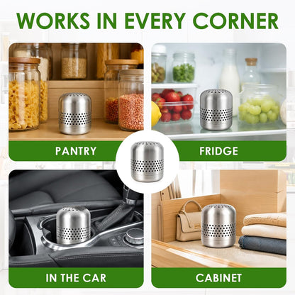 Refrigerator Deodorizer, 10-Year Long Lasting Odor Eliminator for Fridge & Freezer, More Effective Than Baking Soda & Charcoal Bags, Space-Saving Kitchen Gadget for Room, RV, Closet & New Home