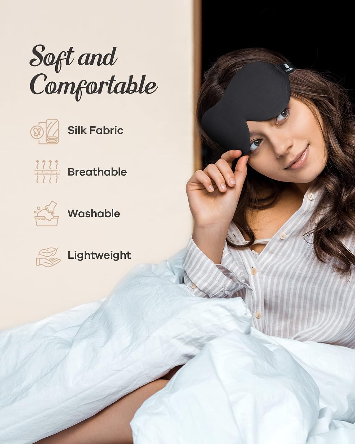 Sleep Mask for Side Sleepers, 3D Contoured Eye Mask for Sleeping, Soft Memory Foam Eye Cover with Adjustable Strap, No Pressure on Eyes, Travel Sleep Mask for Men Women, Shift Work & Naps