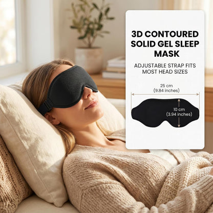 3D Cooling Gel Eye Mask for Migraines and Puffy Eyes, Cold/Heat Therapy for Dry Eyes and Sinus Pressure, 100% Blackout Sleep Mask for Side Sleepers, Adjustable Contoured Blindfold with Travel Pouch