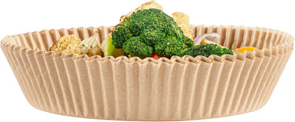 Restaurantware-Pastry Tek 8.1 x 5.5 x 1.8 Inch Air Fryer Liners, 100 Rectangle Air Fryer Baskets - No-Stick Silicone Coating, Unbleached, Food-Grade Paper Liners, For Steamer, Microwave, Oven