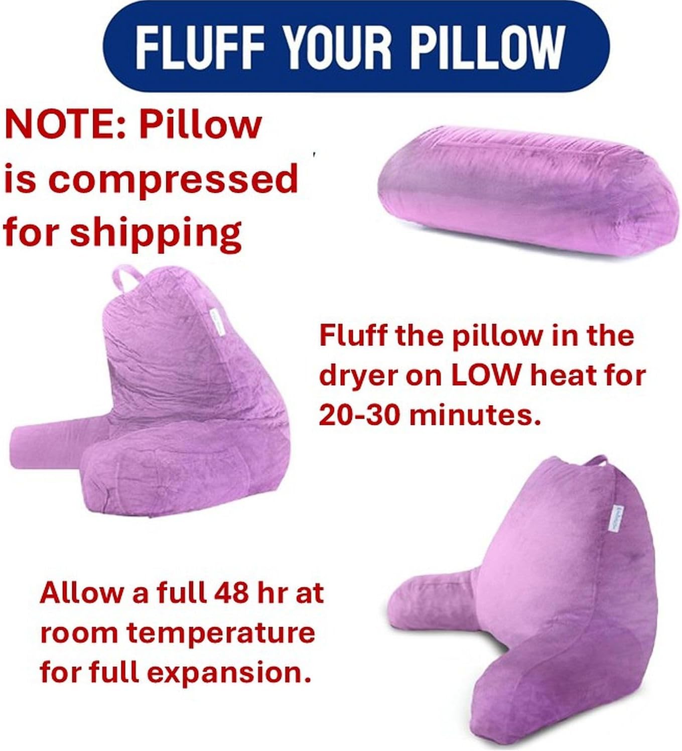 Reading Pillow for Bed with Arms Pockets for Adults, Large Grey | Bed Pillow for Sitting Up for Nursing, Breast Feeding, Bedrest or Relief from GERD or Heartburn; Removable, Washable Cover