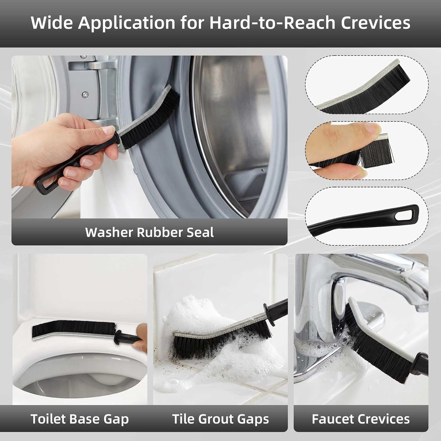 Crevice Cleaning Brush, Hard Bristle Cleaning Tool with Scraper, Grout Brush kit for Bathroom, Kitchen, Sink, Faucet, Window Grooves, Bottles, Blenders, 12Pcs
