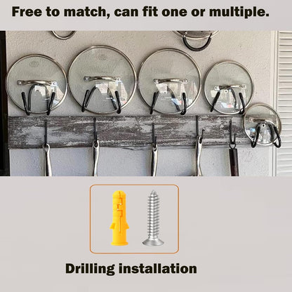 Set of 4 Pan Pot Lid Holders, Self-Adhesive Cabinet/Wall Mount Storage Organizer, Suitable for Lids Up to 11 Inches, Rust Resistant