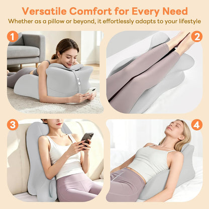 Memory Foam Wedge Pillow, 27° Angled Ergonomic Contoured Intimacy Couples Positioning Pillow for Reading, Back & Neck Support, Multi-Functional Body Support Cushion with Removable Cover