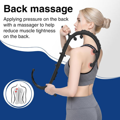Massage Stick,Handheld Trigger Point Back and Neck Massager Cane, Deep Tissue Self Massage Tool for Muscle Knots and Myofascial Release,for Pain Relief and Muscle Recovery,Black