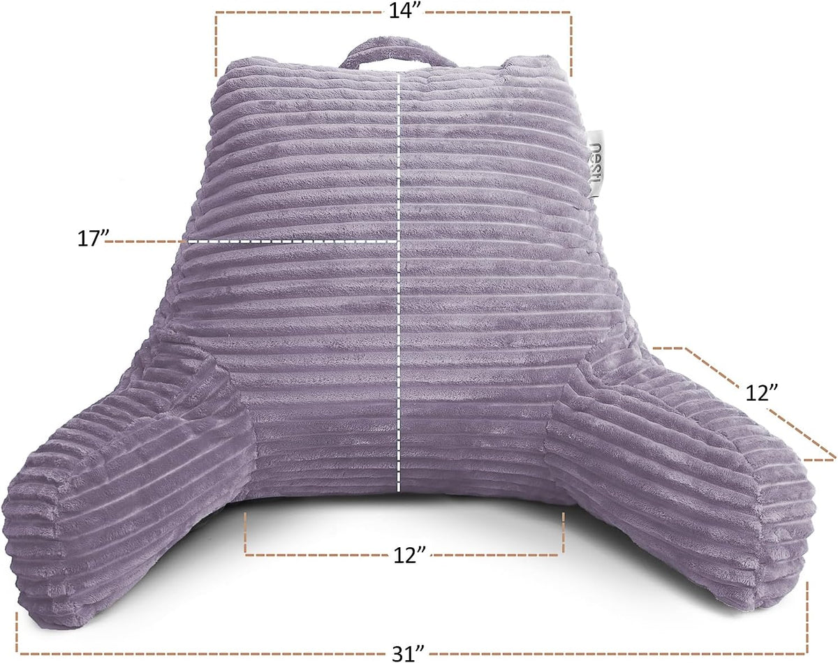Hearth & Harbor Reading Pillow for Bed Adult – Back Pillow for Sitting in Bed, Standard Bed Pillows for Sitting Up in Bed, Foam Bed Chair Pillow, Stone Blue Bed Rest Pillow