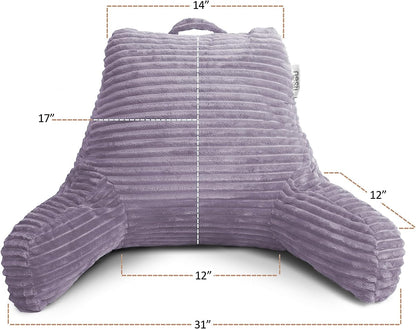Hearth & Harbor Reading Pillow for Bed Adult – Back Pillow for Sitting in Bed, Standard Bed Pillows for Sitting Up in Bed, Foam Bed Chair Pillow, Stone Blue Bed Rest Pillow