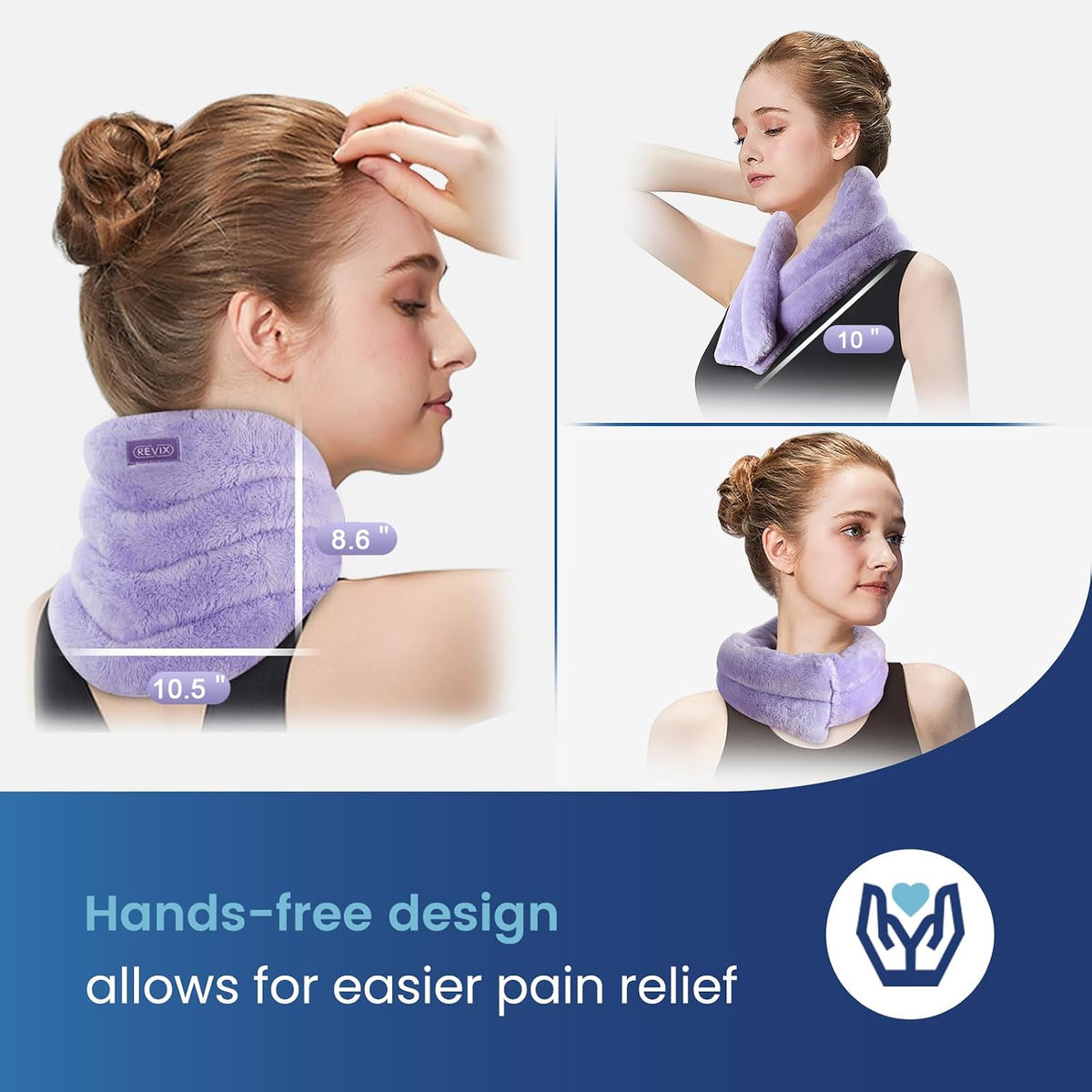 REVIX Neck Heating Pad Microwavable Heated Neck Wrap with Moist Heat for Stress, Microwave Neck Warmer for Woman, Unscented Hot Pack