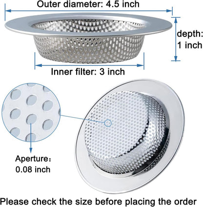 2 Pcs Sink Strainer Double-Layer Safe Design for Kitchen Sink Drain Basket | Upgraded Double-Layer Safe Kitchen Sink Strainer, No Finger Cuts, 4.5 Inch Outer Diameter, Fits Most Sinks
