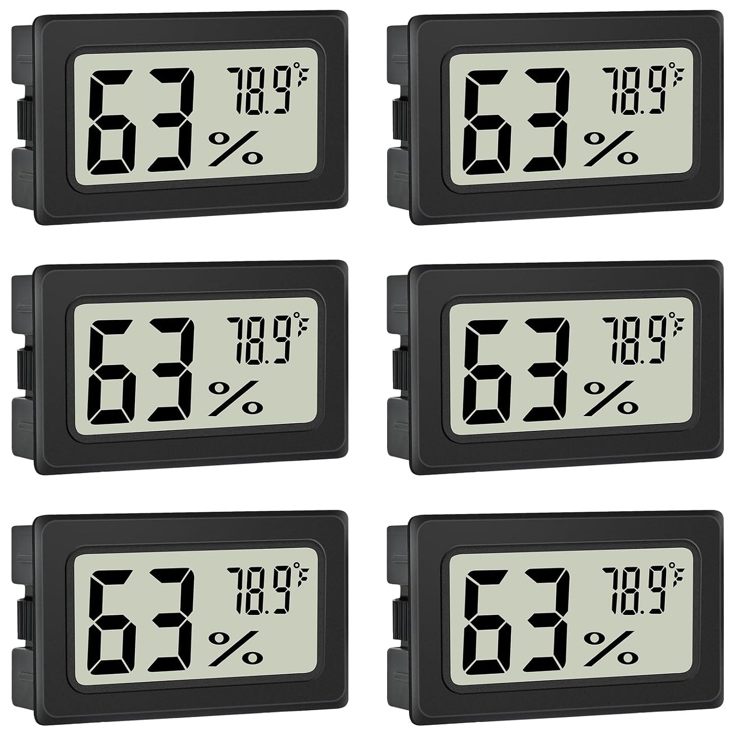 Humidity Meter Indoor Thermometer 6-Pack Mini Digital Thermometer Hygrometer Indoor Temperature Humidity Meters Gauge LCD Display Fahrenheit (℉) for Greenhouse, Reptile Tank, Cellar, Closet