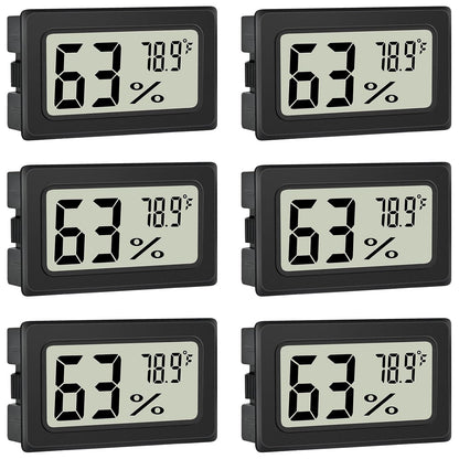 Humidity Meter Indoor Thermometer 6-Pack Mini Digital Thermometer Hygrometer Indoor Temperature Humidity Meters Gauge LCD Display Fahrenheit (℉) for Greenhouse, Reptile Tank, Cellar, Closet