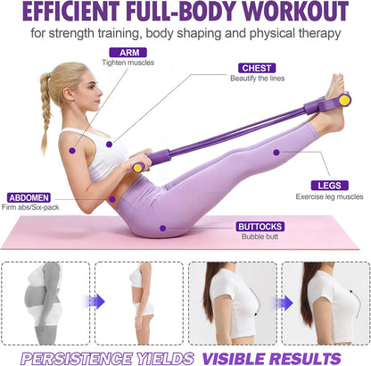 Foot Pedal Resistance Bands with Handles, 6-Tube Multifunction Exercise Bands, Durable Home Gym Fitness Equipment for Women & Men
