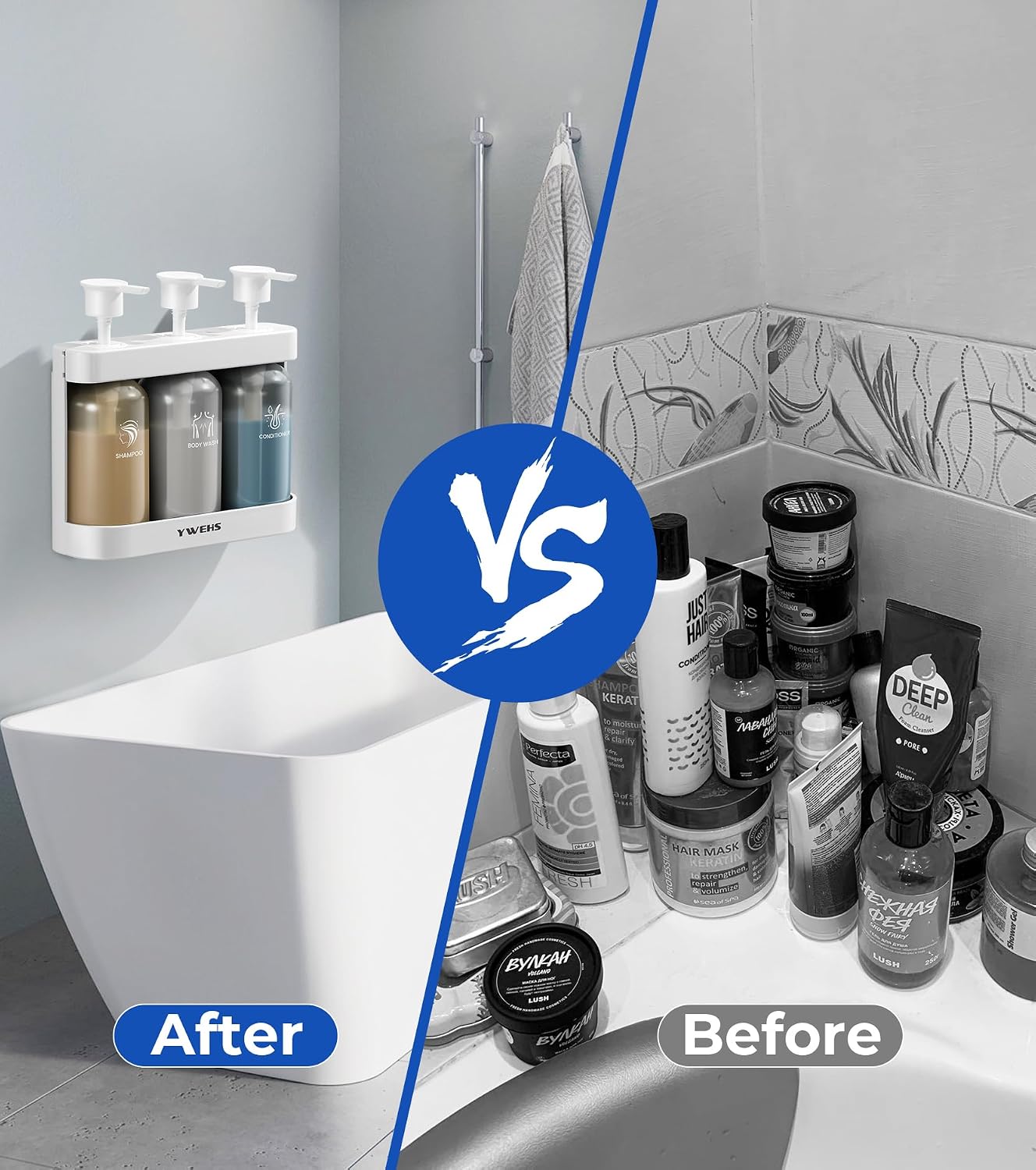 Shampoo and Conditioner Dispenser Shower Soap Dispenser 3 Chamber No Drill Shampoo Dispense for Shower Wall Mounted Shower Shampoo Dispenser 3 Chamber for Bathroom Hotel 3 * 13.37 fl.oz Black