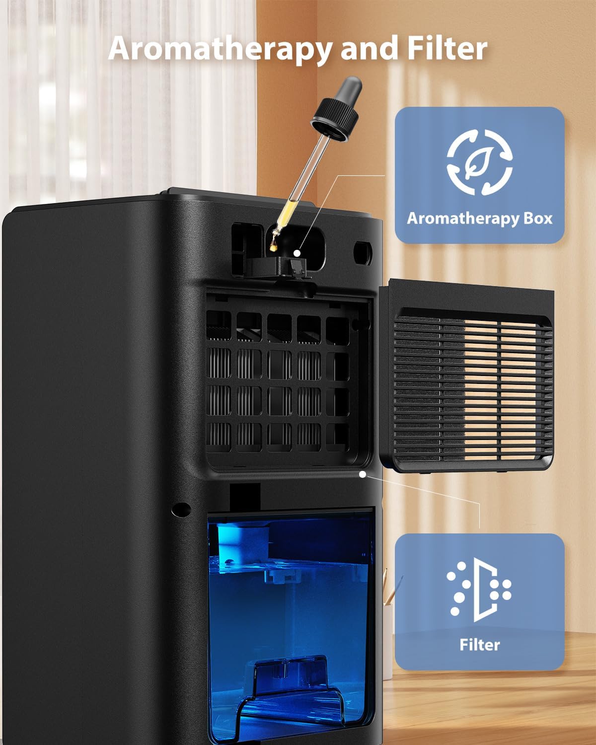 UBBO 95oz Dehumidifiers for Home, 1000 Sq.Ft Dehumidifier with Drain Hose - Auto Shut Off, Timer, Sleep Mode & Drain Hose - 7 Color Light for Bedroom, Bathroom, RV - Black