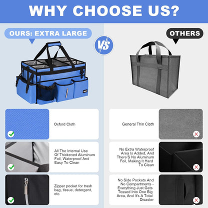 Extra Large Cleaning Caddy Bag with Built-In Support Board, Cleaning Tote Organizer with Removable Divider, Supply Carryall with Adjustable Shoulder Strap and Waist Belt for Cleaners & Housekeeper