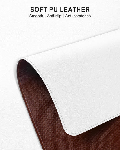 Heated Desk Pad, 31.5" x 13" Leather Non-Slip Warm Desk Pad, Large Mouse Mat with 3 Levels Heating & 3 Hours Auto Shut-Off, Hand and Foot Warmer for Office, Home, White