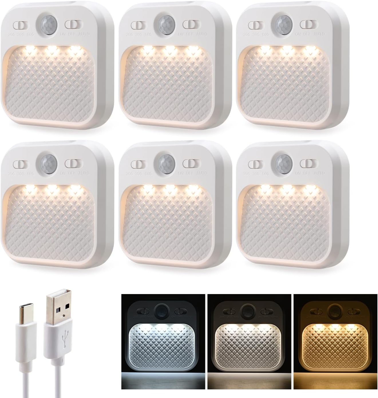 DAMI Motion Sensor Night Lights Rechargeable with Timer, Battery Cabinet Light with 3 Color Temperatures Stepless Dimming, Magnetic Closet Light for Travel, RV, Cruise Essentials 2026