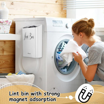 Sealegend Magnetic Lint Bin for Laundry Room Organization and Storage, Lint Trash Can for Laundry Room Decor, Wall Mounted Space-Saving, White