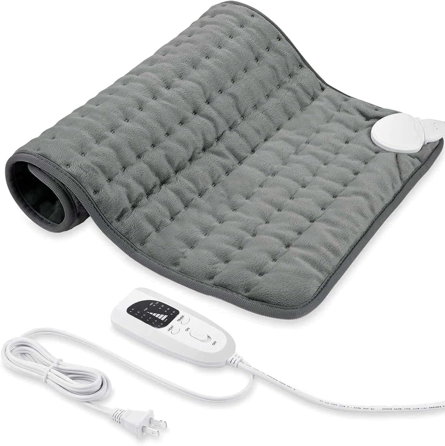 Electric Heating pad with 6 Heat Settings, Auto Shut Off, Dry Electric Heating for Back Neck Knee Arms Legs Shoulder Heat Pads for Christmas Birthday Father Mother's Day (24"X12", Gray Green)