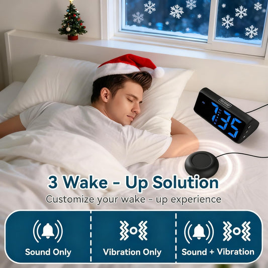 Netzu Loud Alarm Clock for Heavy Sleepers Black