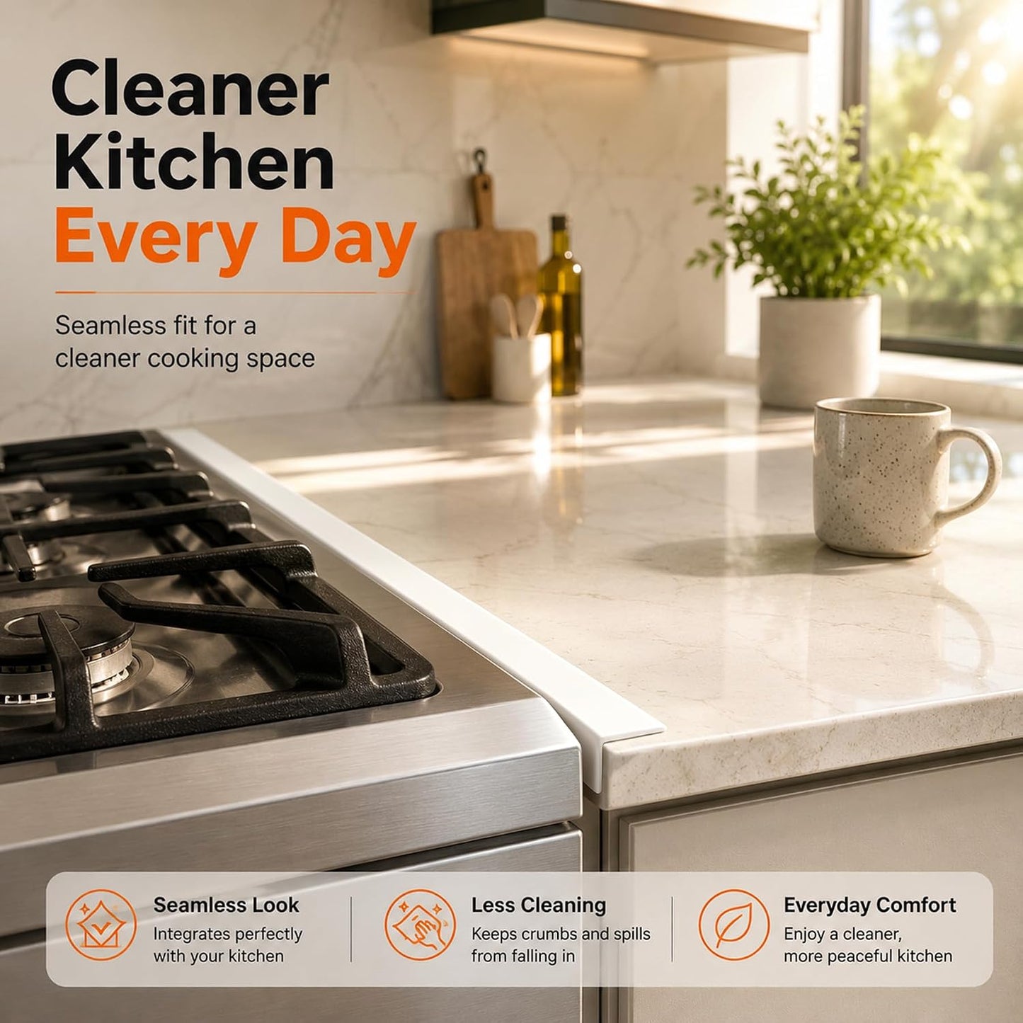 Silicone Stove Counter Gap Cover - 25 Inch Gap Filler 2 Pack Black | Long gap filler seals spills between kitchen appliances Stovetop oven countertop; stove gap cover, gas stove side gap covers