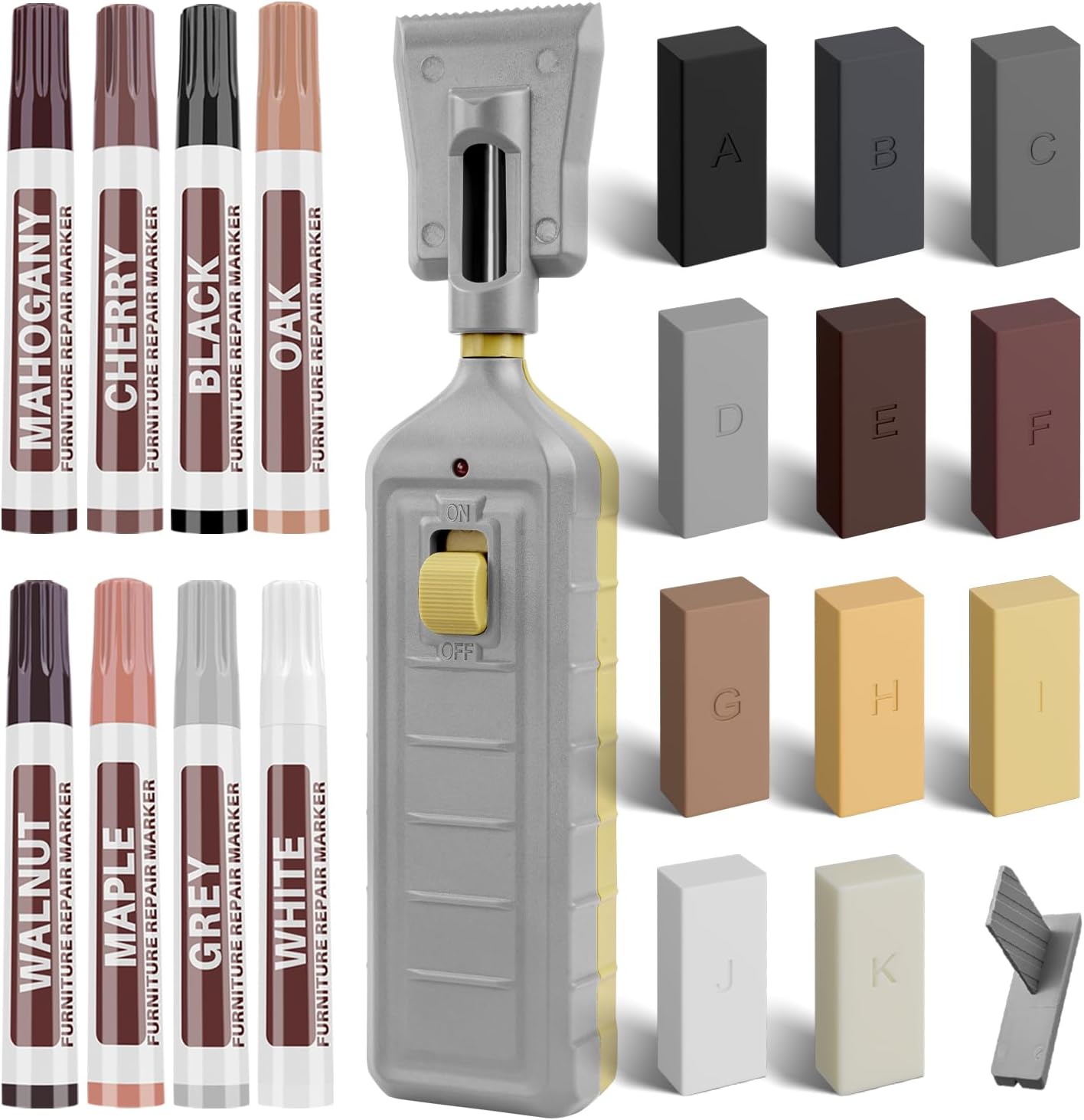 Laminate Vinyl Floor Repair Kit - Set of 22 Wood Floor Wax Furniture Touch Up Markers, Linoleum Repair Kit Cover Up Scratches, Cracks, Stains for Wooden Door, Floor, Table, Cabinet, Desks