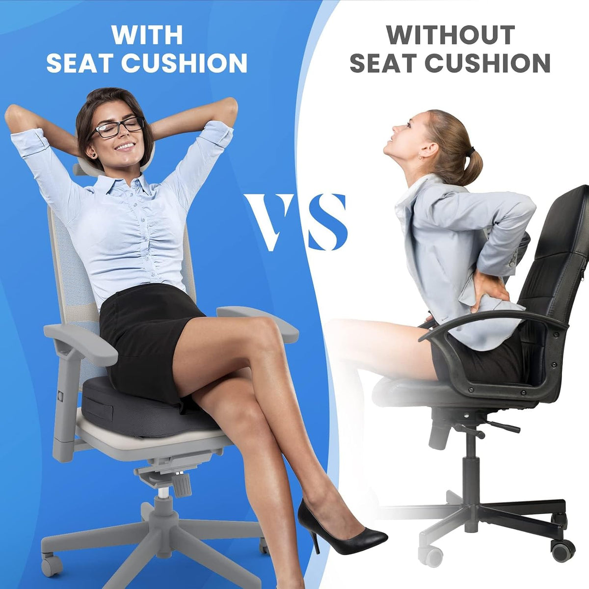 TushGuard Seat Cushion for Office Chair, Memory Foam Chair Cushion, Black