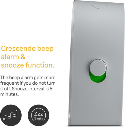 Braun Classic Analogue Alarm Clock with Snooze and Continuous Backlight, Quiet Quartz Movement, Crescendo Beep Alarm in White, Model BC22W.