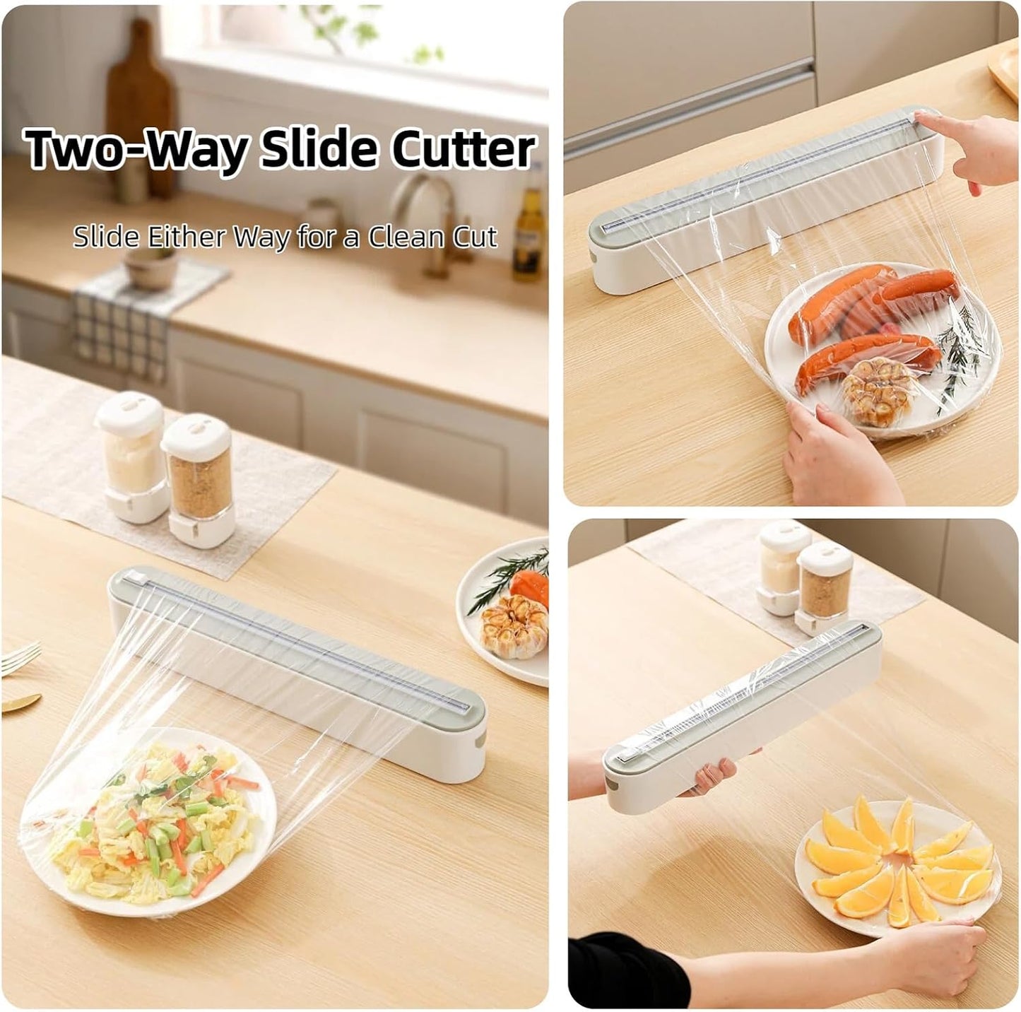 Fits 12" Rolls Up to 1.45" Diameter, Plastic Wrap Dispenser with Cutter | Includes 100 ft plastic wrap; fits slim 12" rolls up to 1.45" diameter. Magnetic mount; not for jumbo or commercial rolls.
