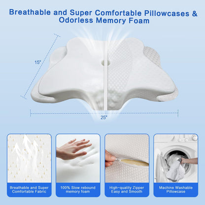 Pain Relief Cervical Pillow for Neck Support, Adjustable Ergonomic Pillow | Cozy Sleeping, Odorless Orthopedic Memory Foam Pillow, Contour Bed Pillow for Side Back Stomach Sleeper