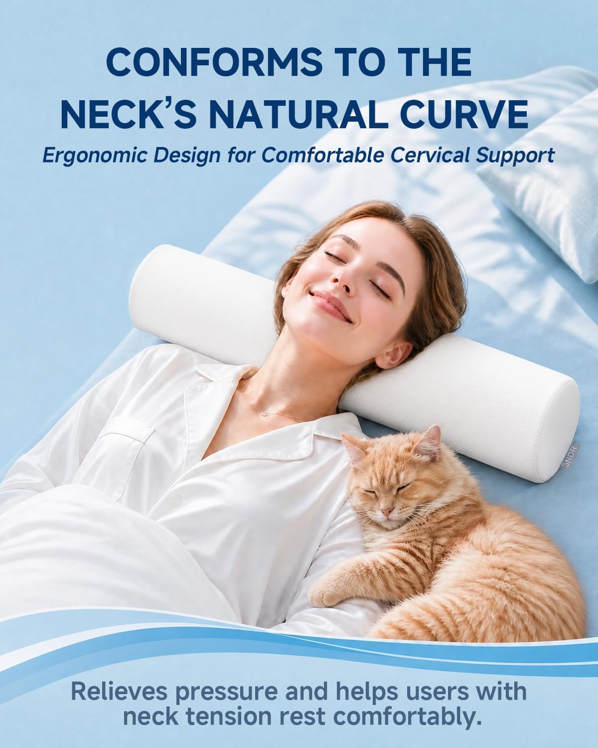 SMDR Cervical Neck Pillow for Pain Relief Sleeping, Memory Foam Neck Roll with Firm Ergonomic Support, Round Bolster for Neck and Shoulder Comfort, Washable Cover, 4.71" x 23.61"