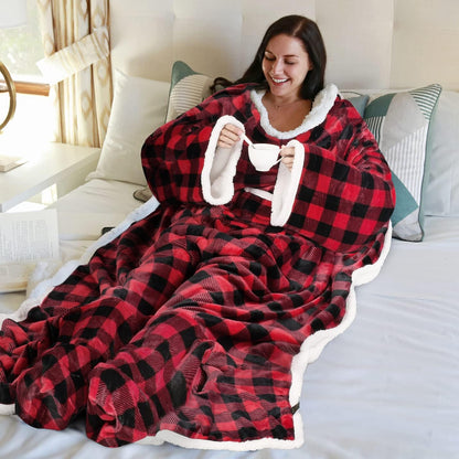 Catalonia Wearable Blanket with Sleeves & Foot Pocket for Adults | Soft Fleece Throw Wrap with Hands-Free Comfort, Perfect for Reading, TV Time & Relaxing, Christmas Gift for Women & Men